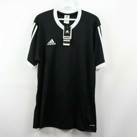 New Adidas Spell Out Striped Soccer Jersey Black S New Adidas Spell Out Striped Soccer Jersey Black S